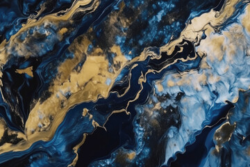 Blue and gold marble stone texture. Abstract luxury texture may used as background. Generative AI