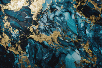 Fototapeta na wymiar Blue and gold marble stone texture. Abstract luxury texture may used as background. Generative AI