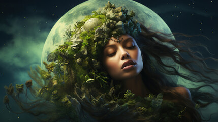 Artistic image of mother earth. World environment and mother earth day concept
