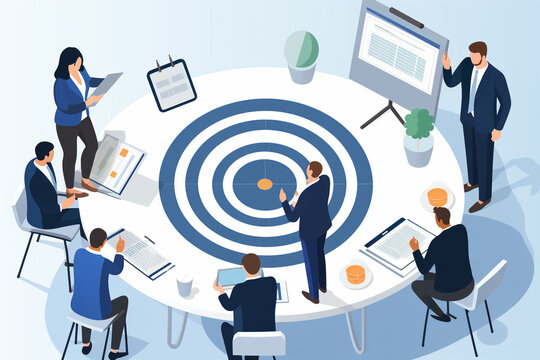 A goal-oriented business meeting, with participants aligning objectives and setting clear targets Generative AI