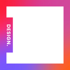 Colorful square gradient background. Social media frame vector illustration.