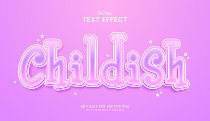 decorative pink childish editable text effect vector design