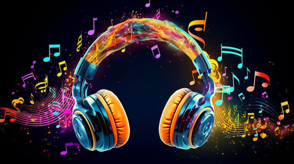 large headphones music abstract background audio.