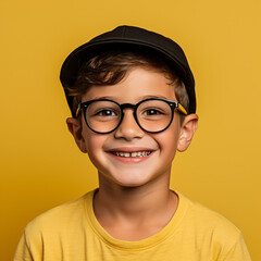 portrait of a smiling child with glasses