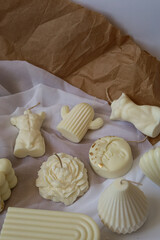 different shape wax candles