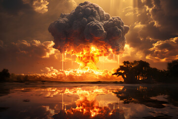 atomic bomb explosion ai generated art 