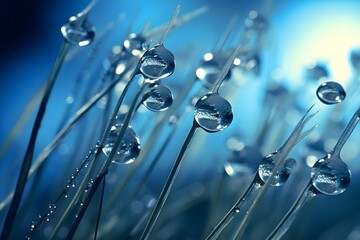 water drops on a grass