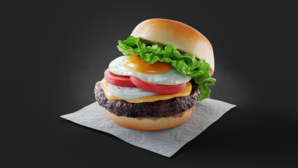Burger on black