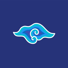 Obraz premium blue clouds with Indonesian batik motifs that look beautiful with color combinations