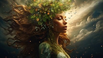 Artistic image of mother earth. World environment and mother earth day concept