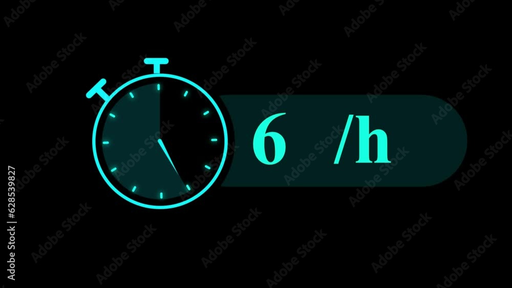 Poster stopwatch animated icon. clock with moving arrows. loop. alpha channel.s_25