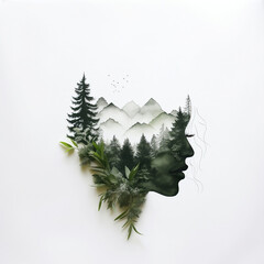 Nature lover logo, mountain and trees