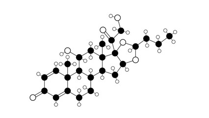 budesonide molecule, structural chemical formula, ball-and-stick model, isolated image adrenals