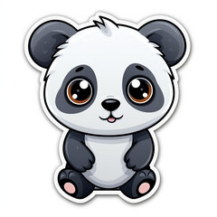 cute panda sticker cartoon style in white background