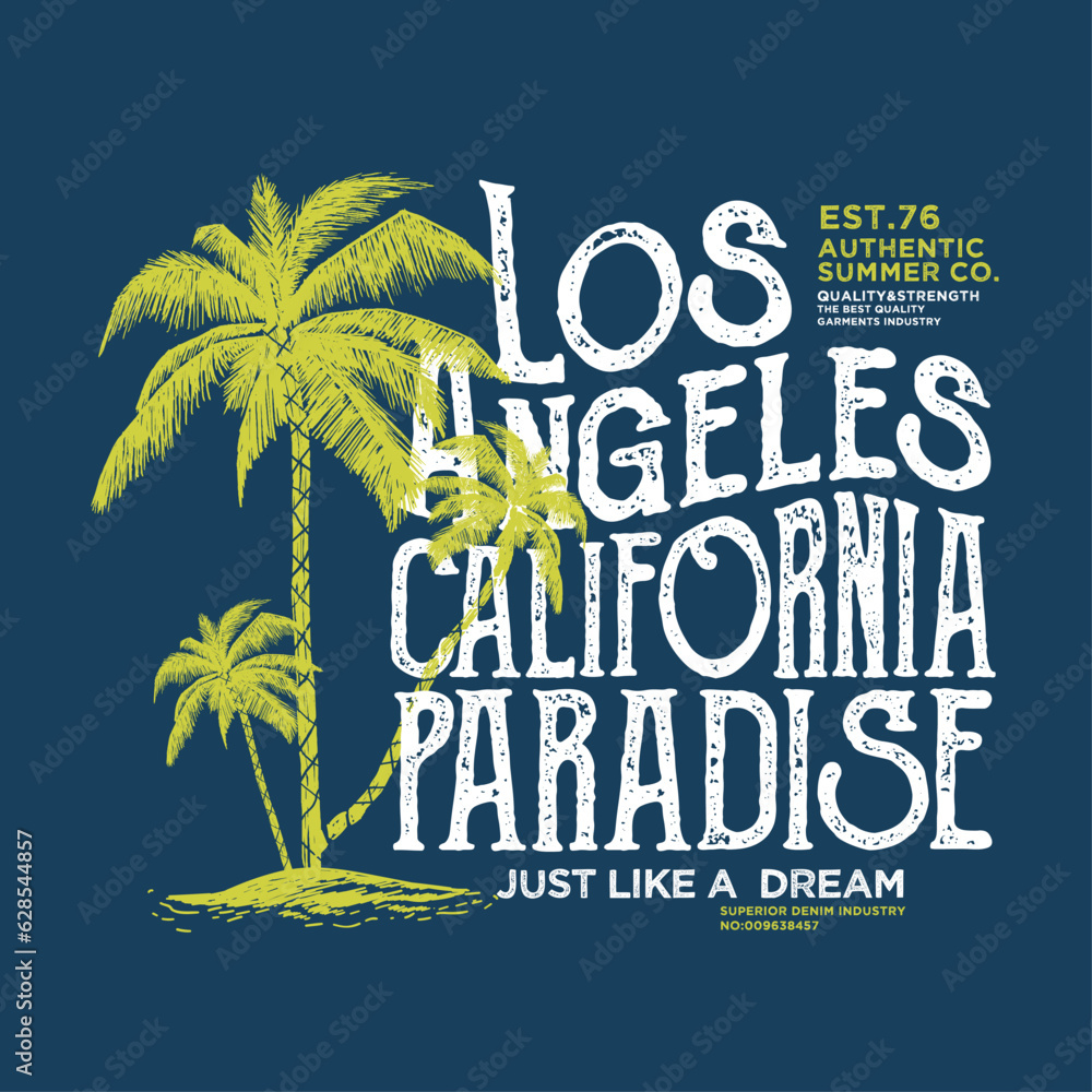 Poster textile print design as vector with palm tree drawing