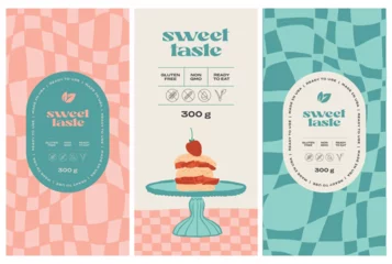 Deurstickers Vector hand drawn food packaging label design template bundle for cafe or restaurant © iStarDesign