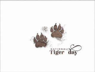Tiger raw footprint. National tiger day. 3d rendering