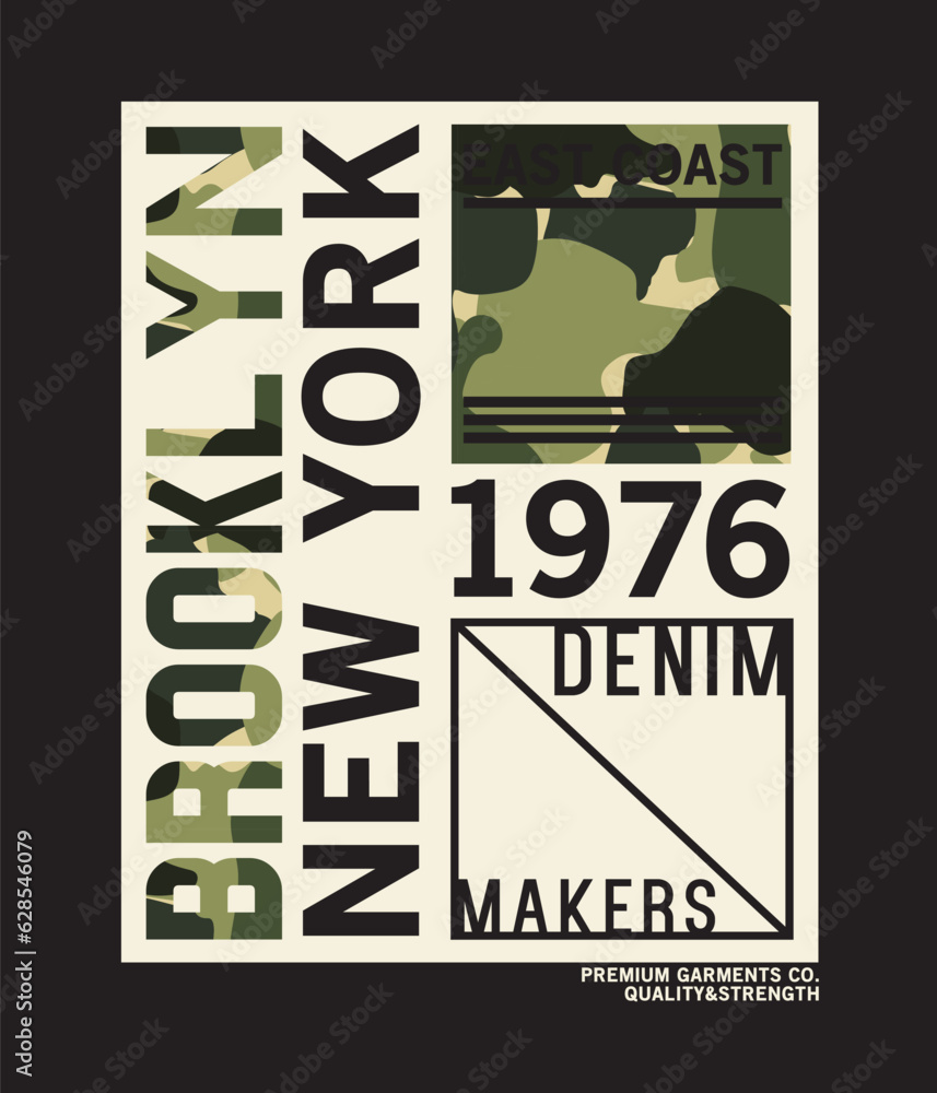 Poster tee print vector design with camouflage texture