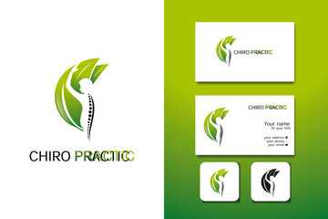 chiropractic logo design vector template and business card with editable text