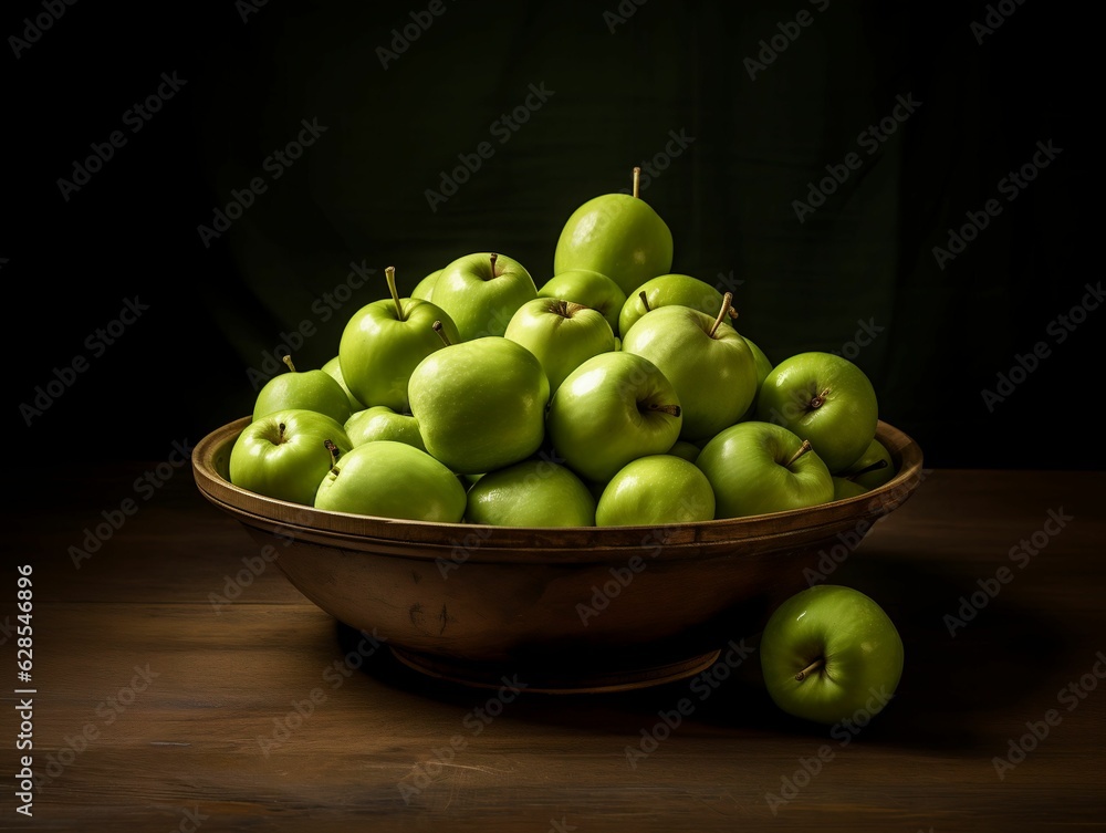 Canvas Prints AI generated illustration of a pile of fresh, ripe apples in a ceramic bowl