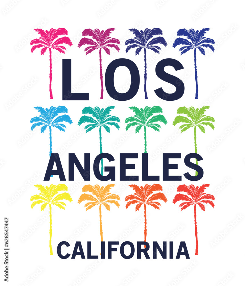 Poster tee print design as vector with palm trees