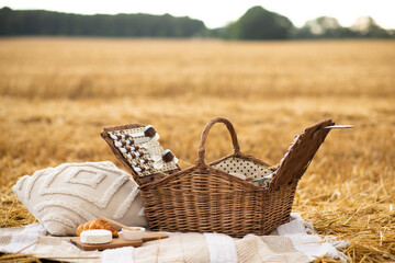 picnic basket on the field