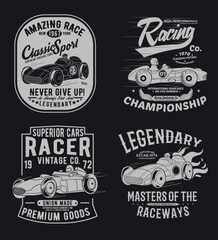 old sport car concept tee print design pack as vector