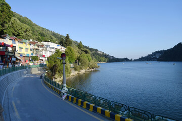 Nainital Lake with Mall Road and city view