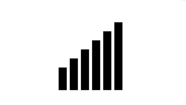 Raising black bars of graph animation on white background. Grow chart business concept