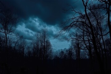 Nature's Drama: Stormy Clouds and Dark Blue Skies in Monochrome Landscapes at Dusk