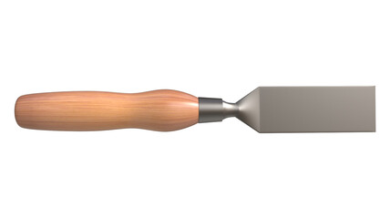 Realistic 3D chisel rendering, carpenter tool 