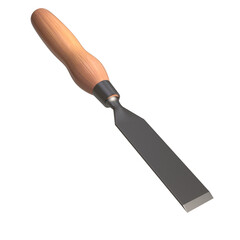 Realistic 3D chisel rendering, carpenter tool 