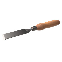 Realistic 3D chisel rendering, carpenter tool 
