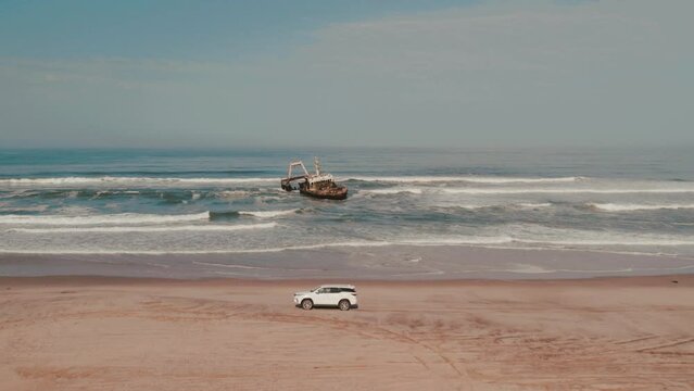 Offroad road trip on the beach of Namibia with Zeila Shipwreck, Skeleton Coast