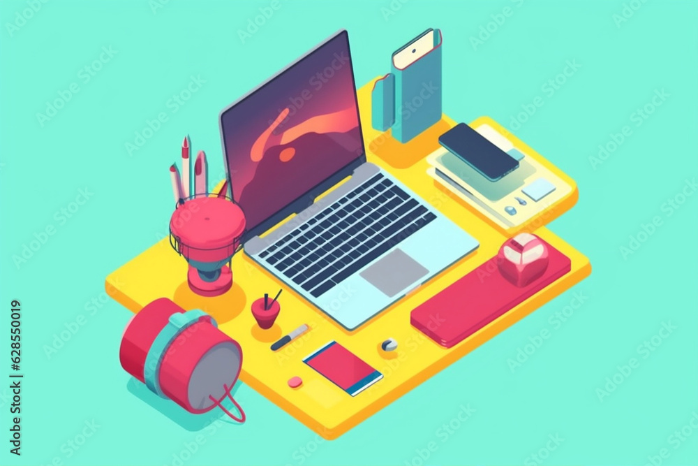 Poster business computer colours web gadget icon desktop laptop background technology design. generative ai