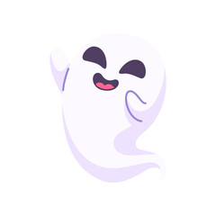 Obraz premium cute ghost cartoon ghost in white cloak halloween scary illustration