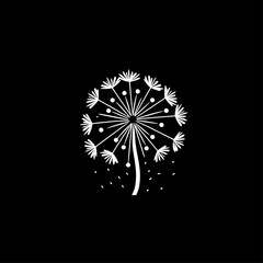 Dandelion - Black and White Isolated Icon - Vector illustration