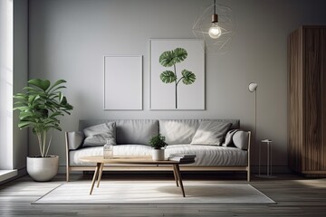for example, a gray sofa and lamp in the living room. Generative AI