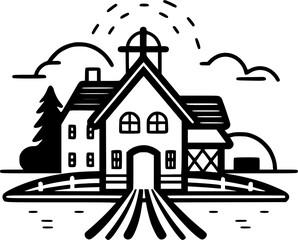 Farmhouse - Minimalist and Flat Logo - Vector illustration