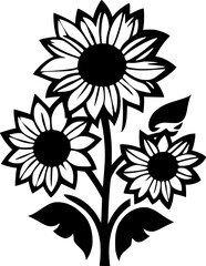 Flowers | Black and White Vector illustration