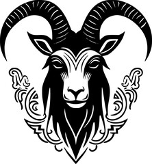 Goat | Black and White Vector illustration