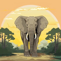 Fototapeta na wymiar illustration art elephant in the forest