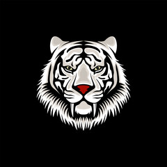 Vector White Tiger Logo Design Illustration