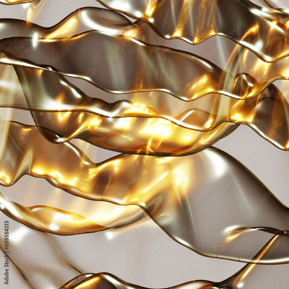 Poster abstract colorful glossy background with curvy and wavy lines in 3d rendering
