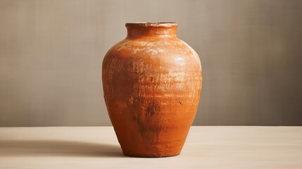 a brown vase on a table