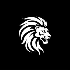 Fototapeta premium Lion - Black and White Isolated Icon - Vector illustration