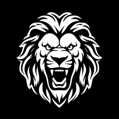 Fototapeta premium Lion - Black and White Isolated Icon - Vector illustration