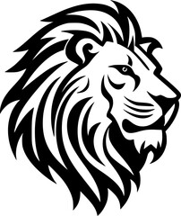 Fototapeta premium Lion - Black and White Isolated Icon - Vector illustration
