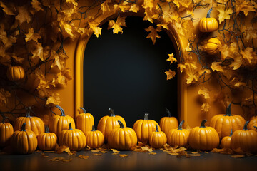 Naklejka na ściany i meble halloween background with pumpkins. Generative Ai
