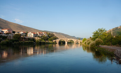 Fototapeta na wymiar View on Arslanagic old stone bridge, Trebinje, Bosnia and Herzegovina.